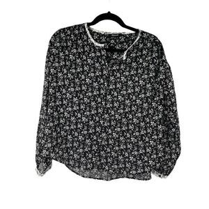 Madewell Black White Ditzy Floral Button‎ Up Top